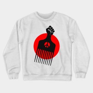 Black Fist Afro Pick, Red sun Crewneck Sweatshirt